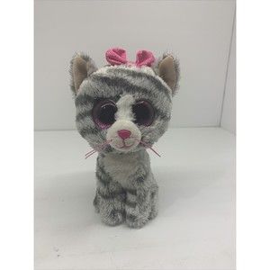 Ty Beanie Boos Kiki The Grey Stripped Tabby Cat 6 in Plush
